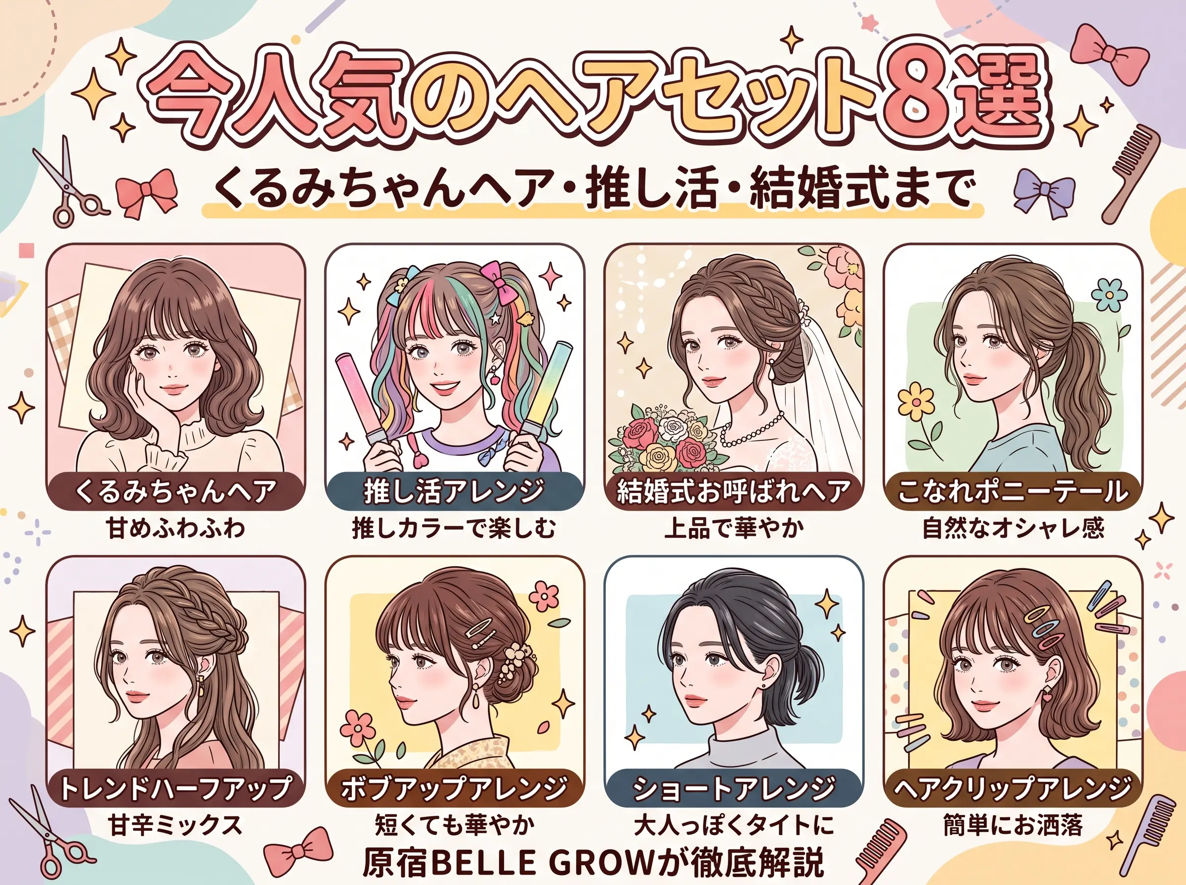 今人気のヘアセット8選|くるみちゃんヘア・推し活・結婚式まで原宿BELLE GROWが徹底解説