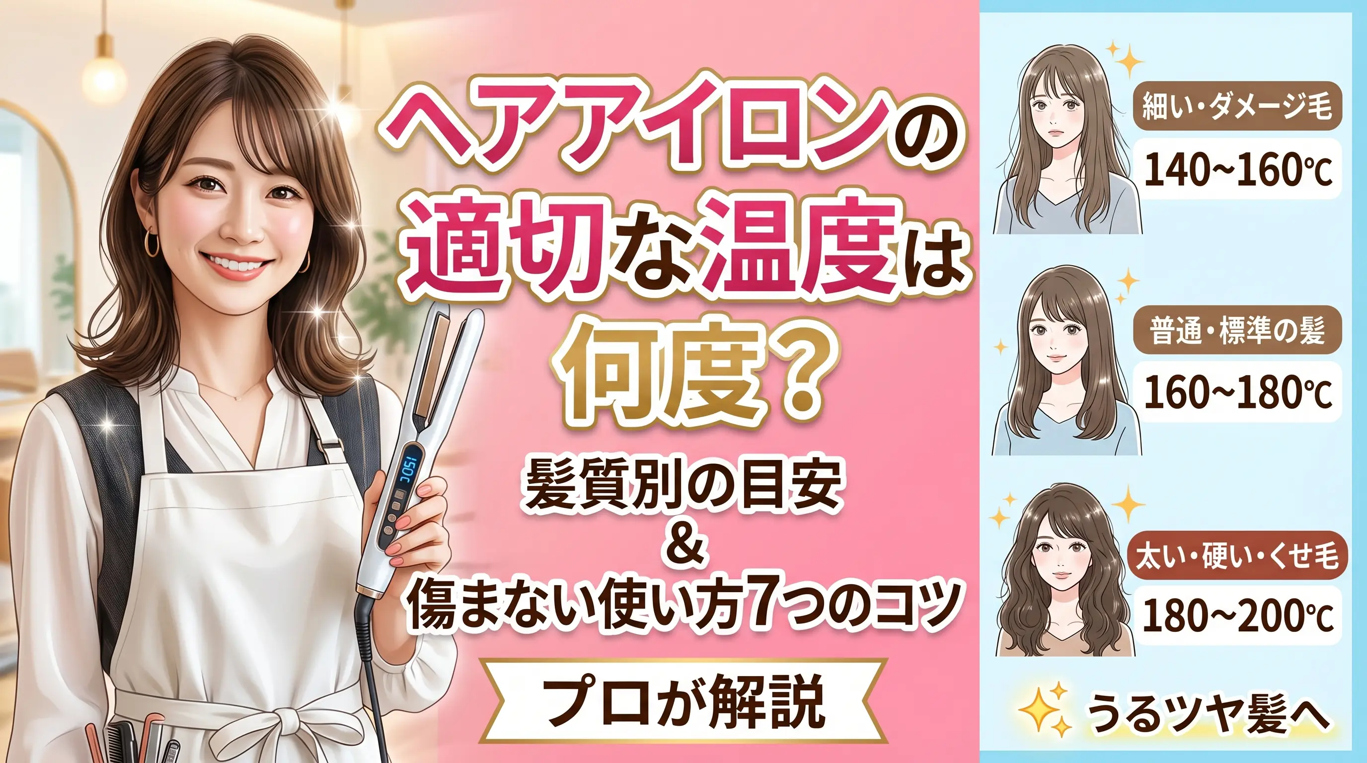 ヘアアイロンの適切な温度は何度？髪質別の目安と傷まない使い方7つのコツをプロが解説