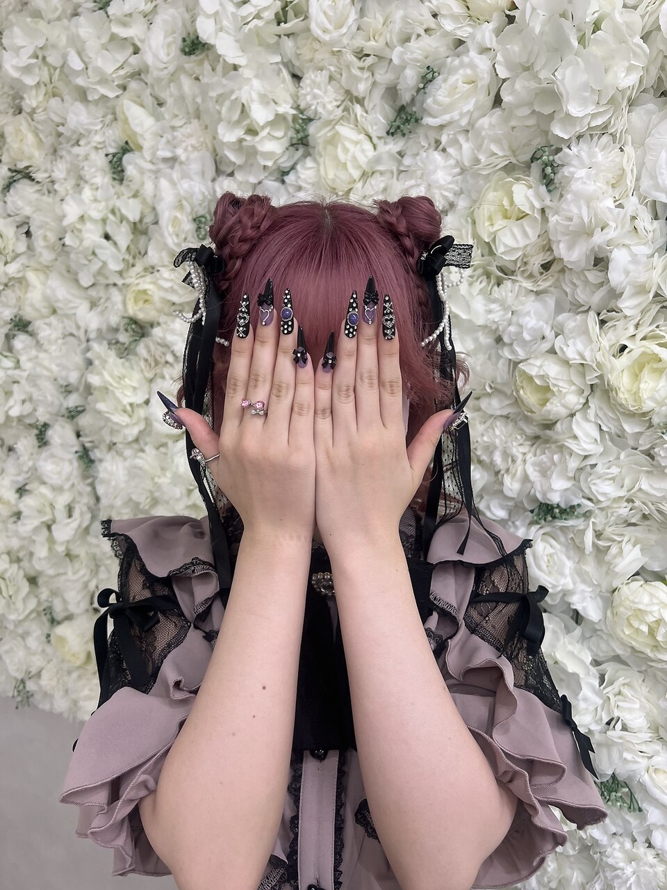 編み込みダブルお団子（リボン）