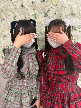 巻き下ろしツイン三つ編み