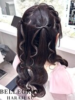 編みこみ髪リボンハーフツイン