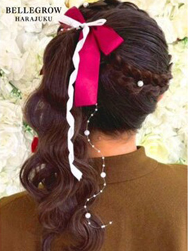 編みカチュサイドポニー