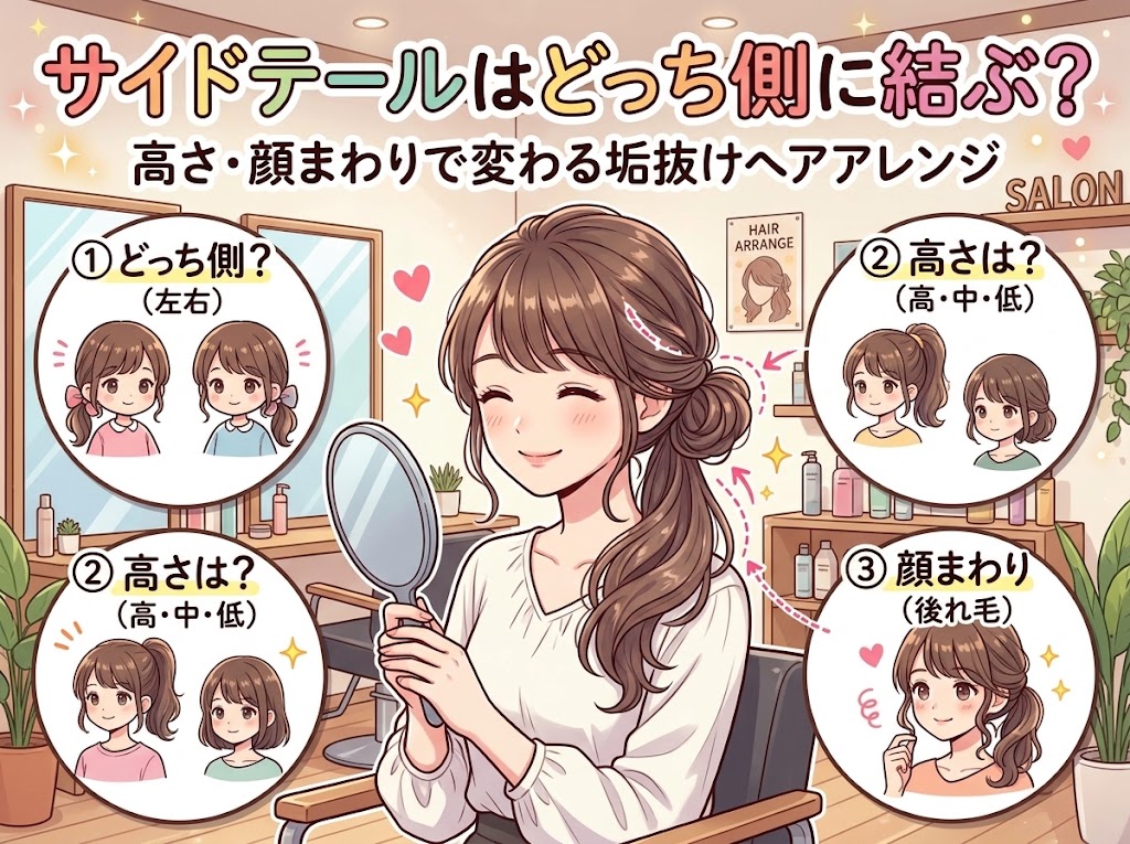 サイドテールはどっち側に結ぶ？高さ・顔まわりで変わる垢抜けヘアアレンジ