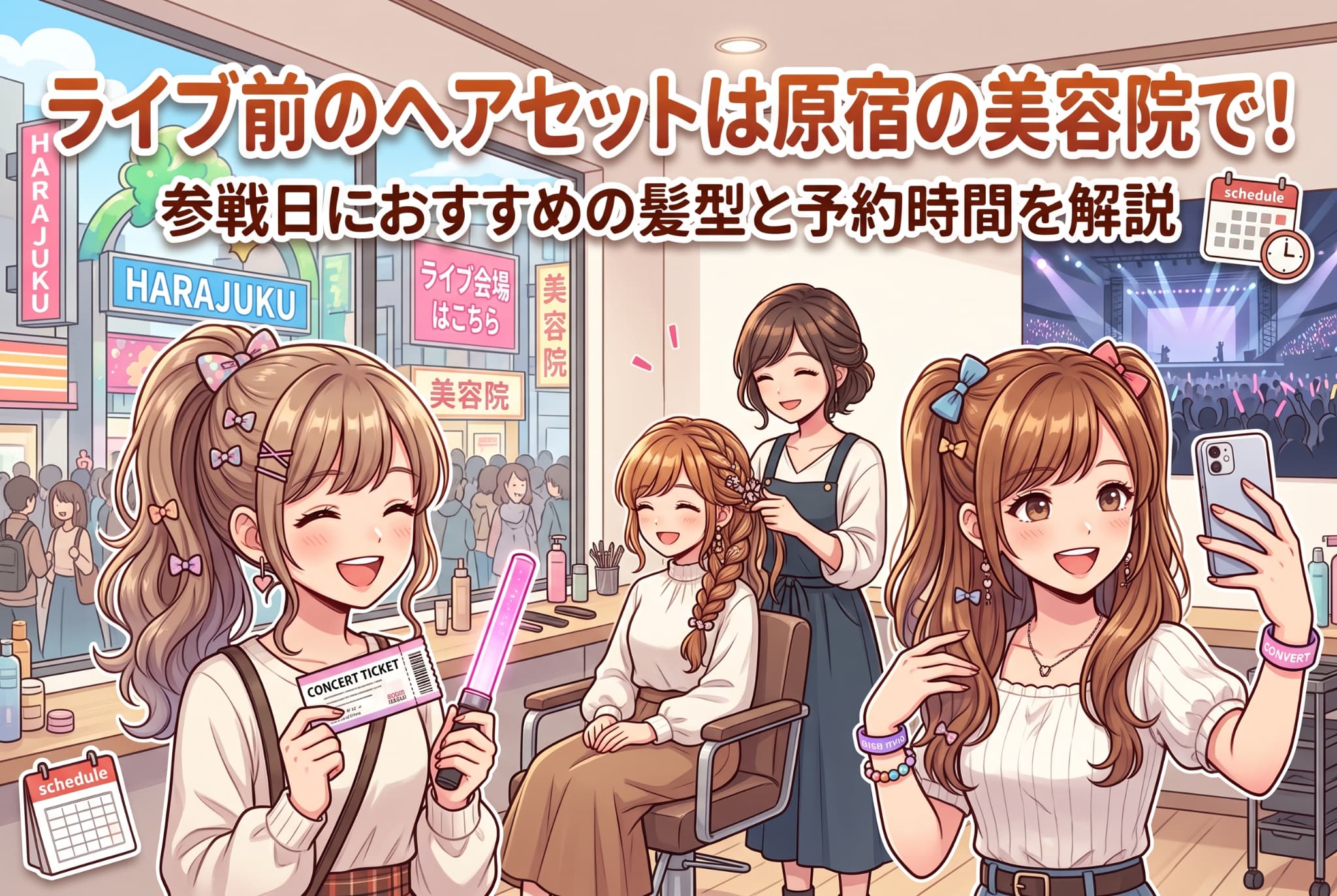 ライブ前のヘアセットは原宿の美容院で！参戦日におすすめの髪型と予約時間を解説