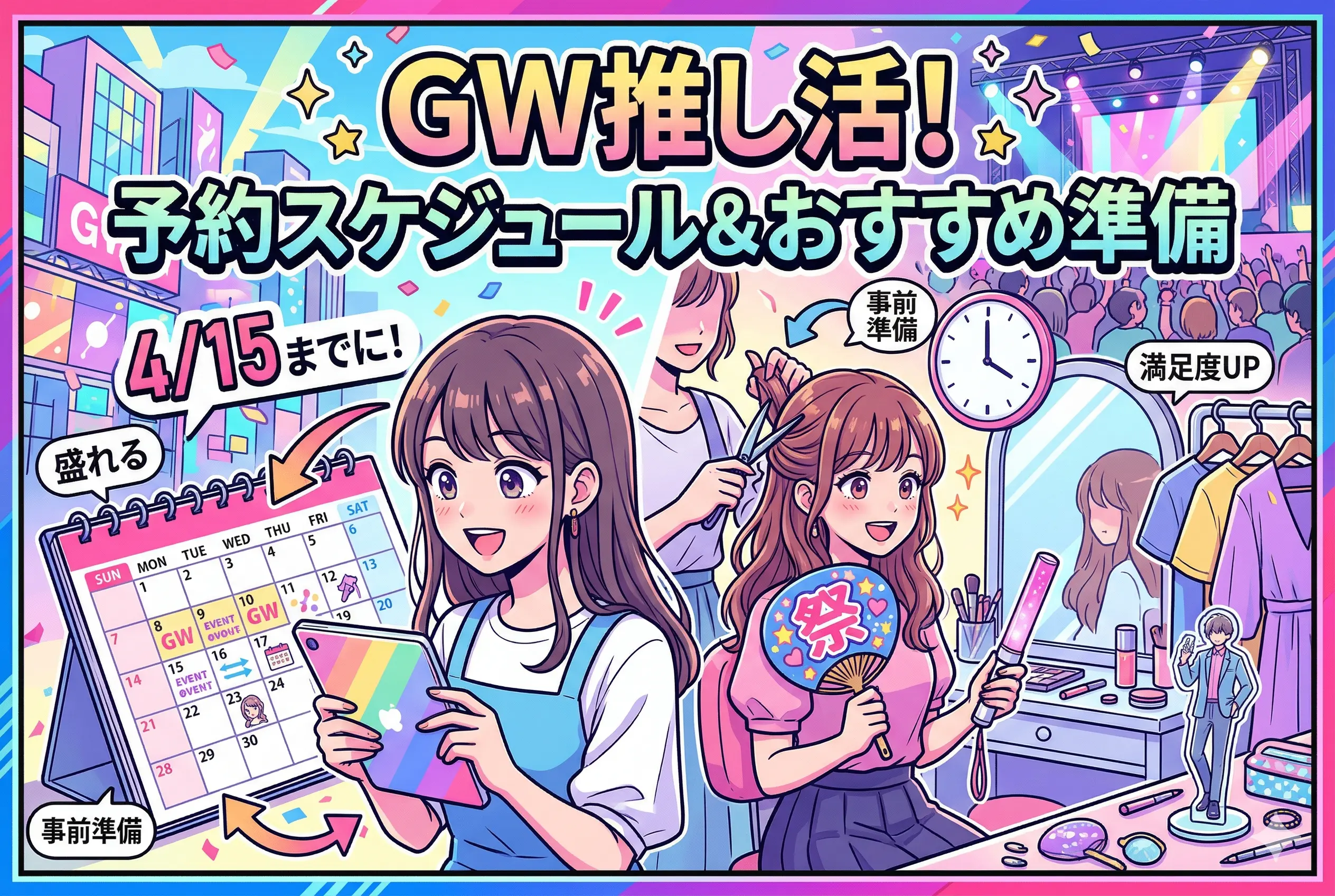 GW(ゴールデンウィーク)の推し活予約は4/15までが鉄則!最高のコンディションで推しに会うための逆算スケジュール