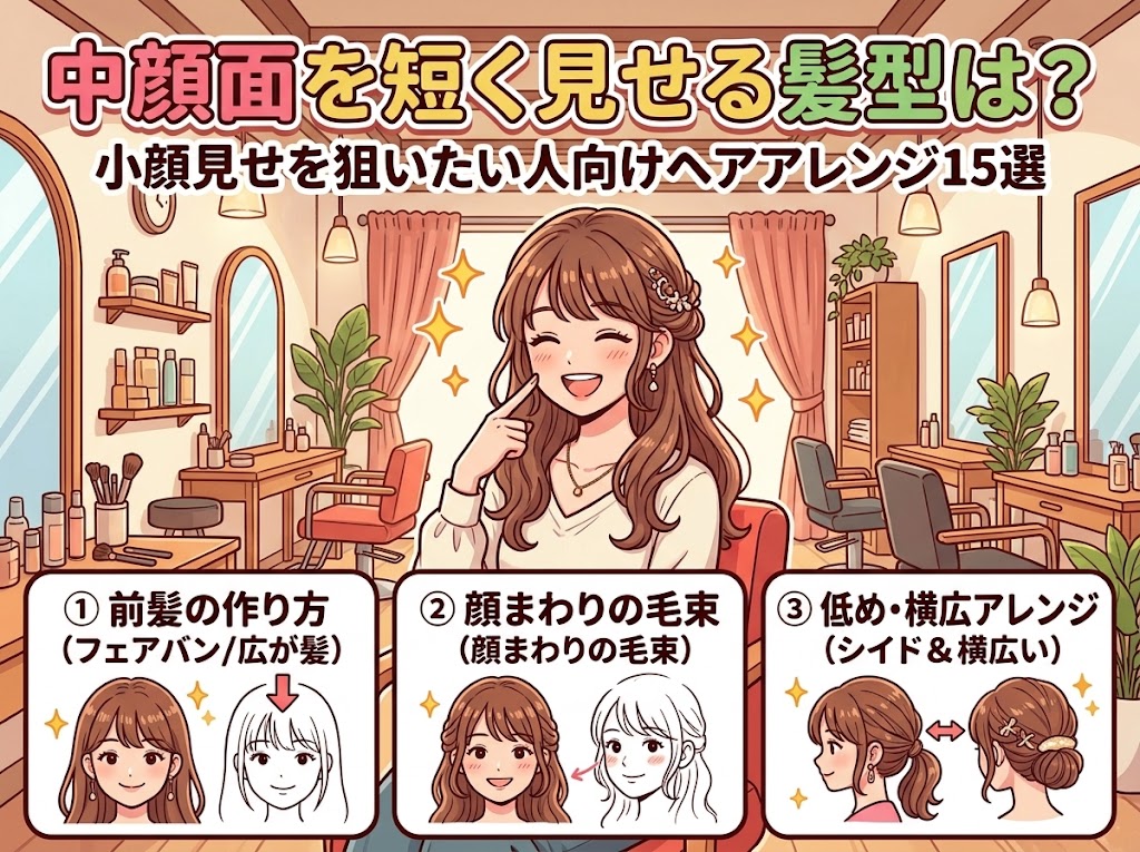 中顔面を短く見せる髪型は？小顔見せを狙いたい人向けヘアアレンジ15選