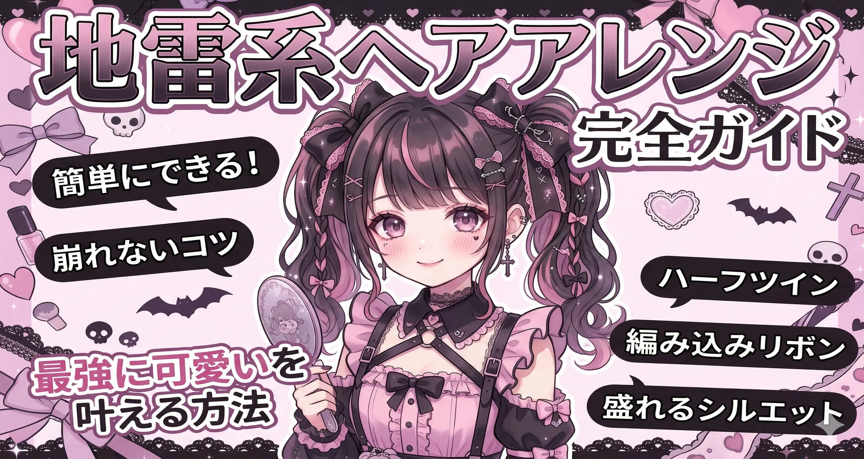 地雷系ヘアアレンジのおすすめ完全ガイド|簡単にできるやり方と崩れないコツで“最強に可愛い”を叶える方法