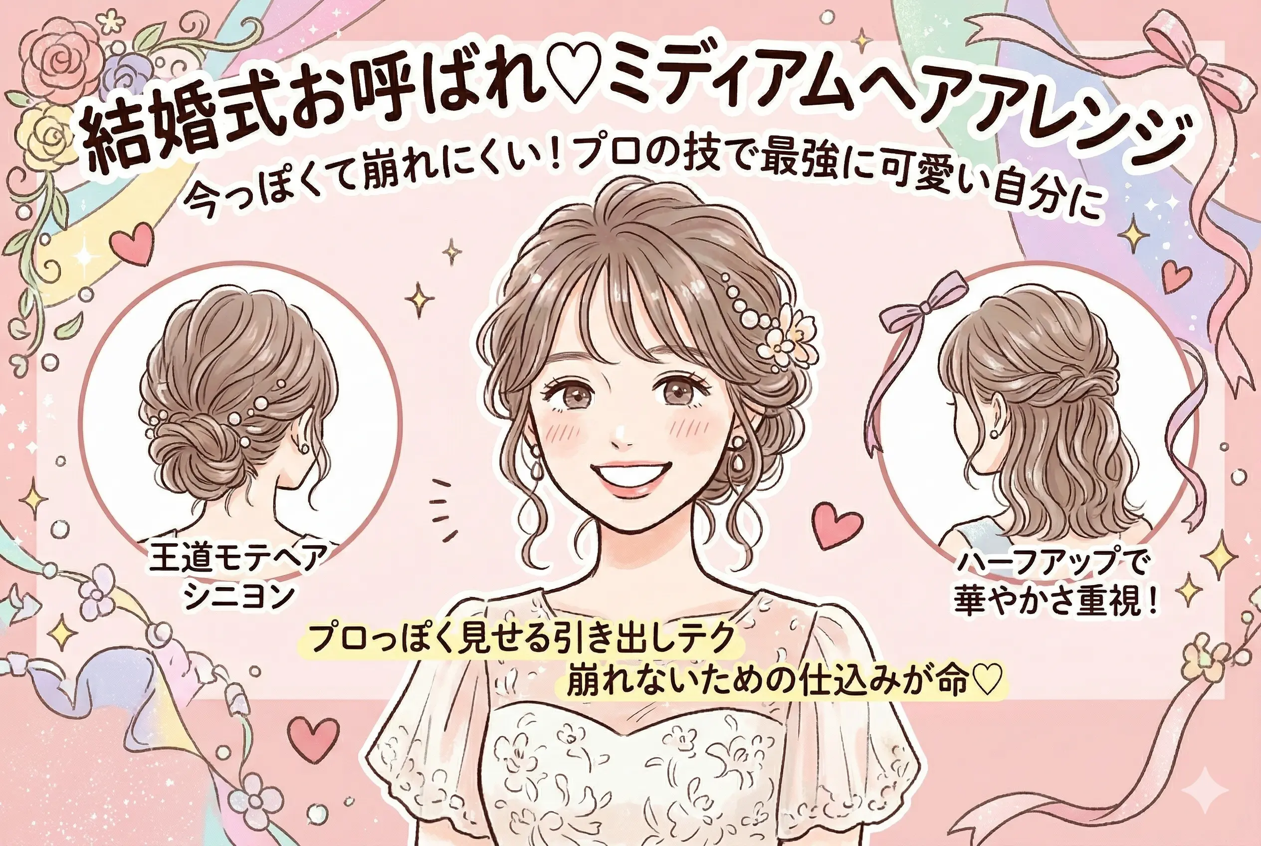 ミディアムのヘアアレンジで差がつく♡結婚式にぴったりの上品スタイル完全ガイド