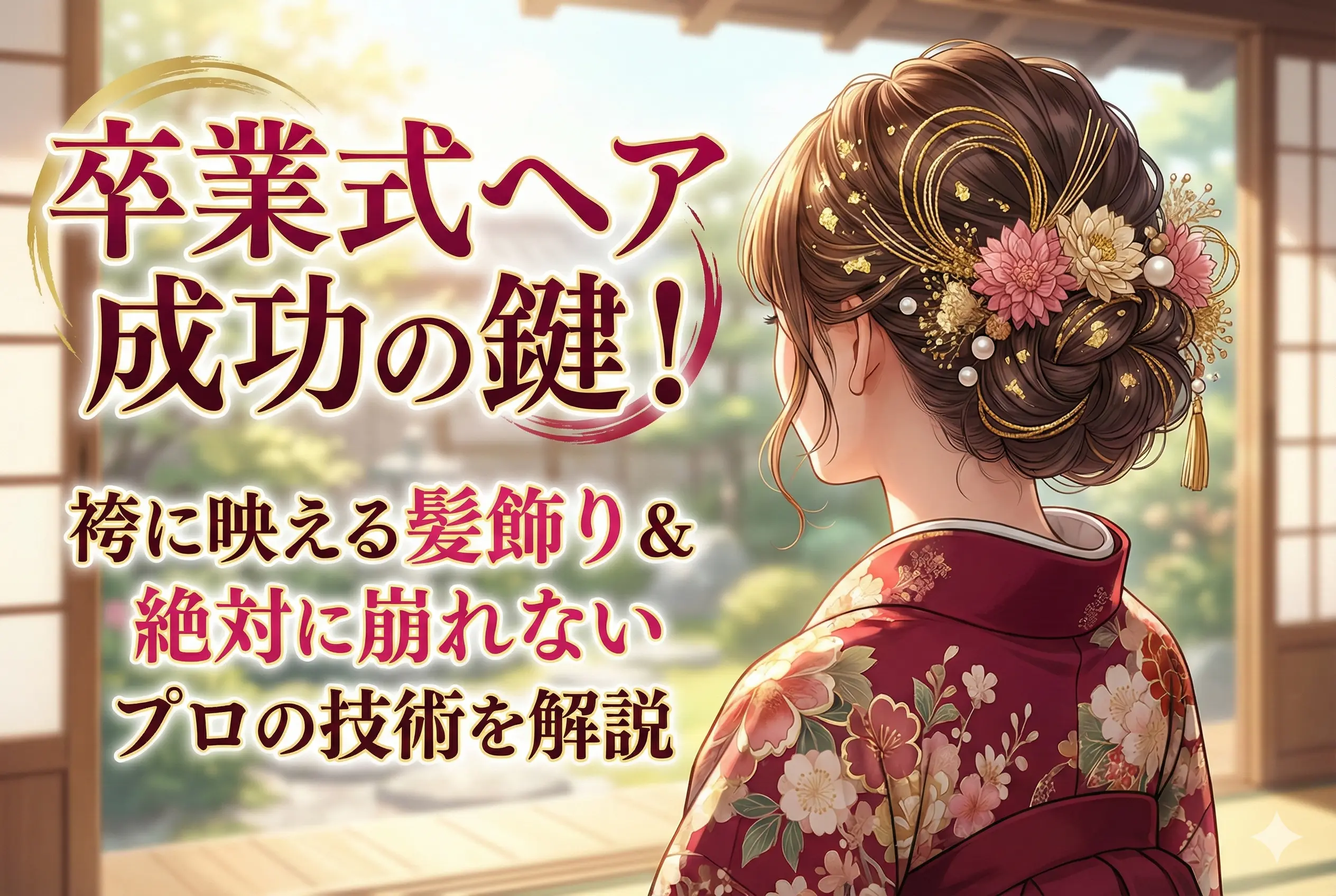 【卒業式】袴に映える髪飾り＆ヘアセットのコツ！セルフとの違いとプロの技術を徹底解説