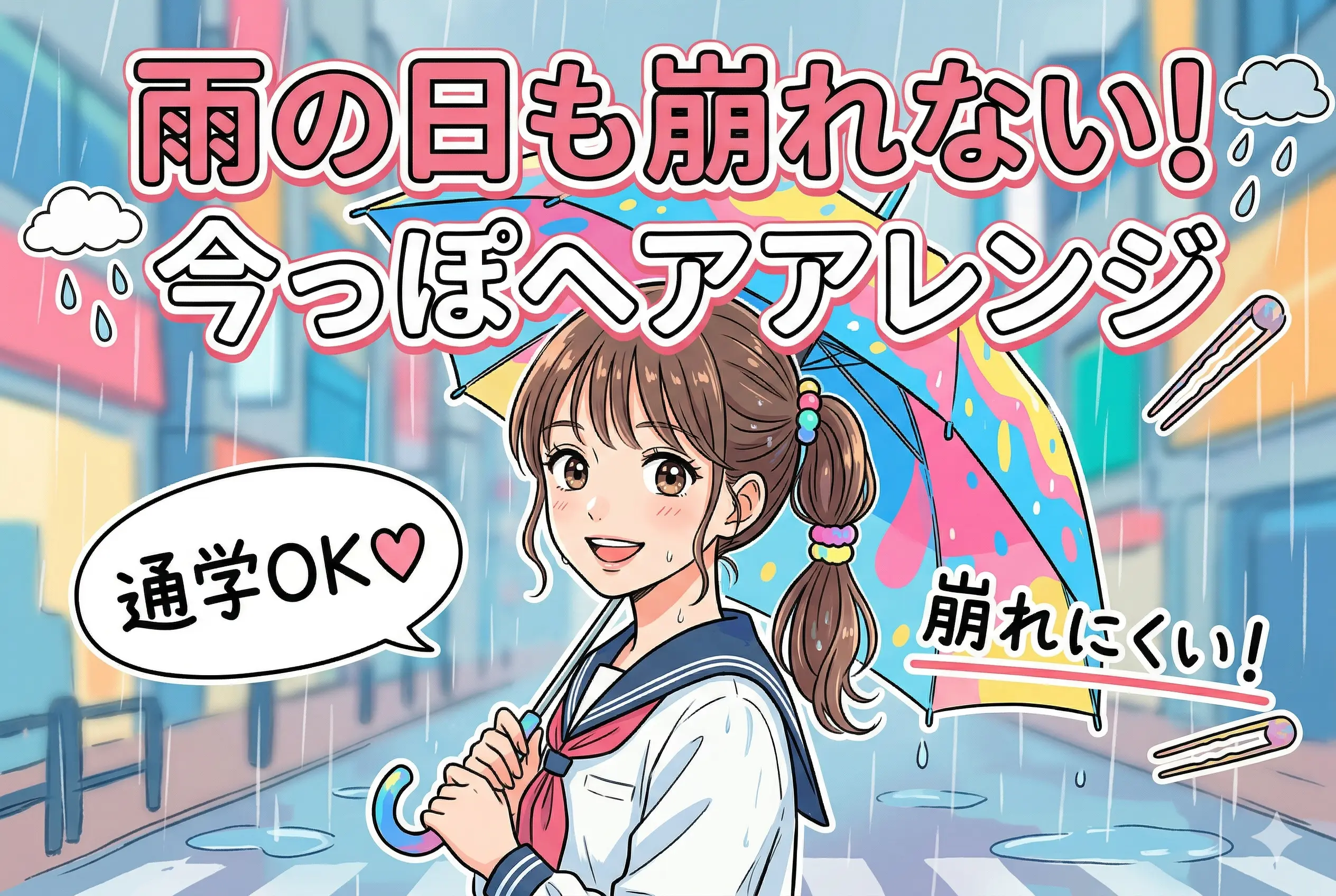 雨の日でも崩れにくい！通学向けヘアアレンジ｜高校生・中学生のための簡単テク
