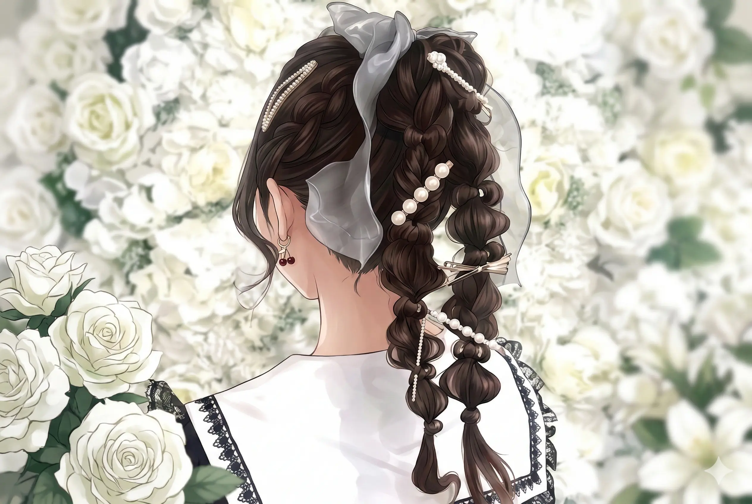 高め編みおろしポニーテールで華やかに♪推し活にも結婚式参列にもおすすめの原宿ヘアセット