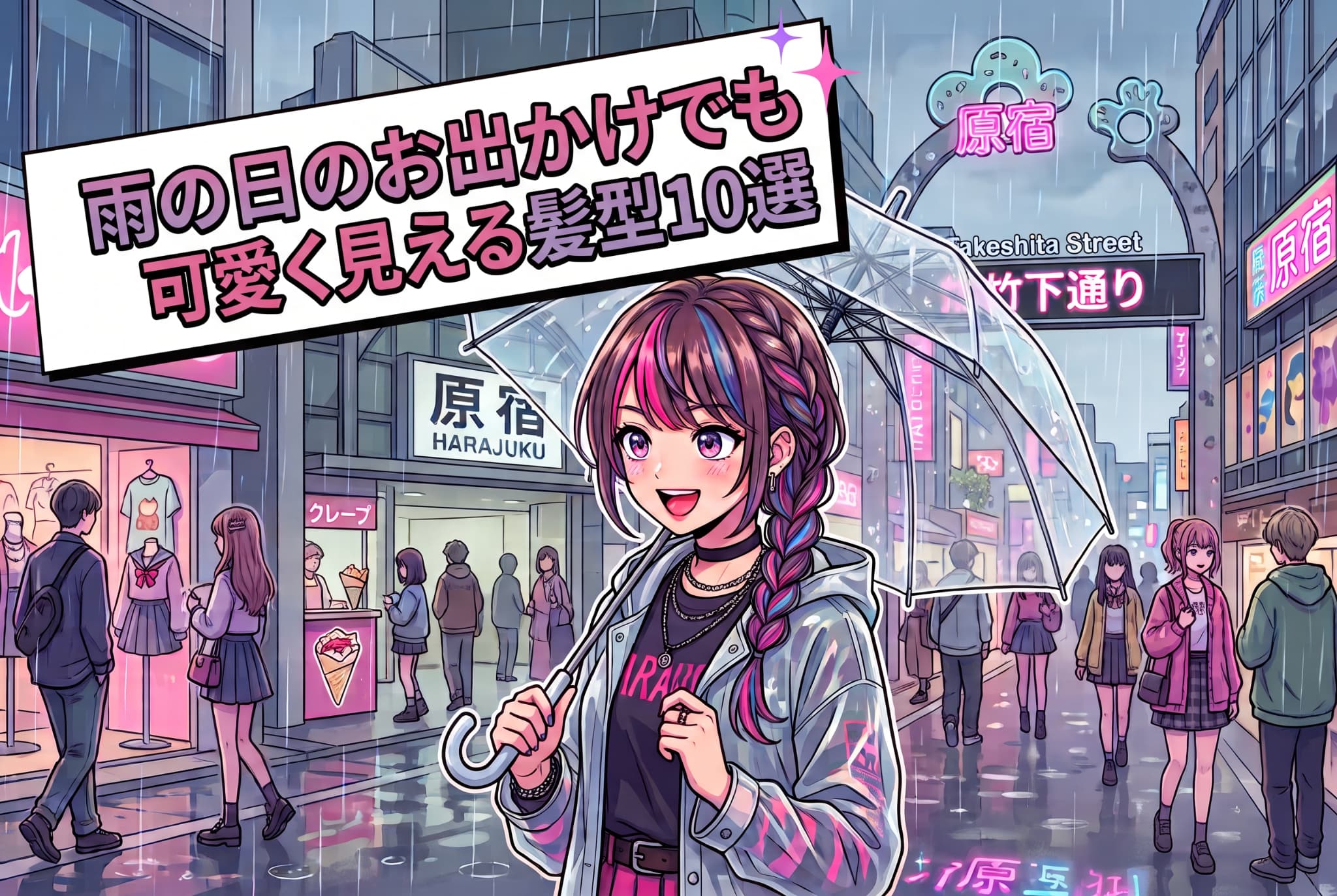 雨の日のお出かけでも可愛く見える髪型10選｜湿気が気になる日に選びたいヘアスタイル