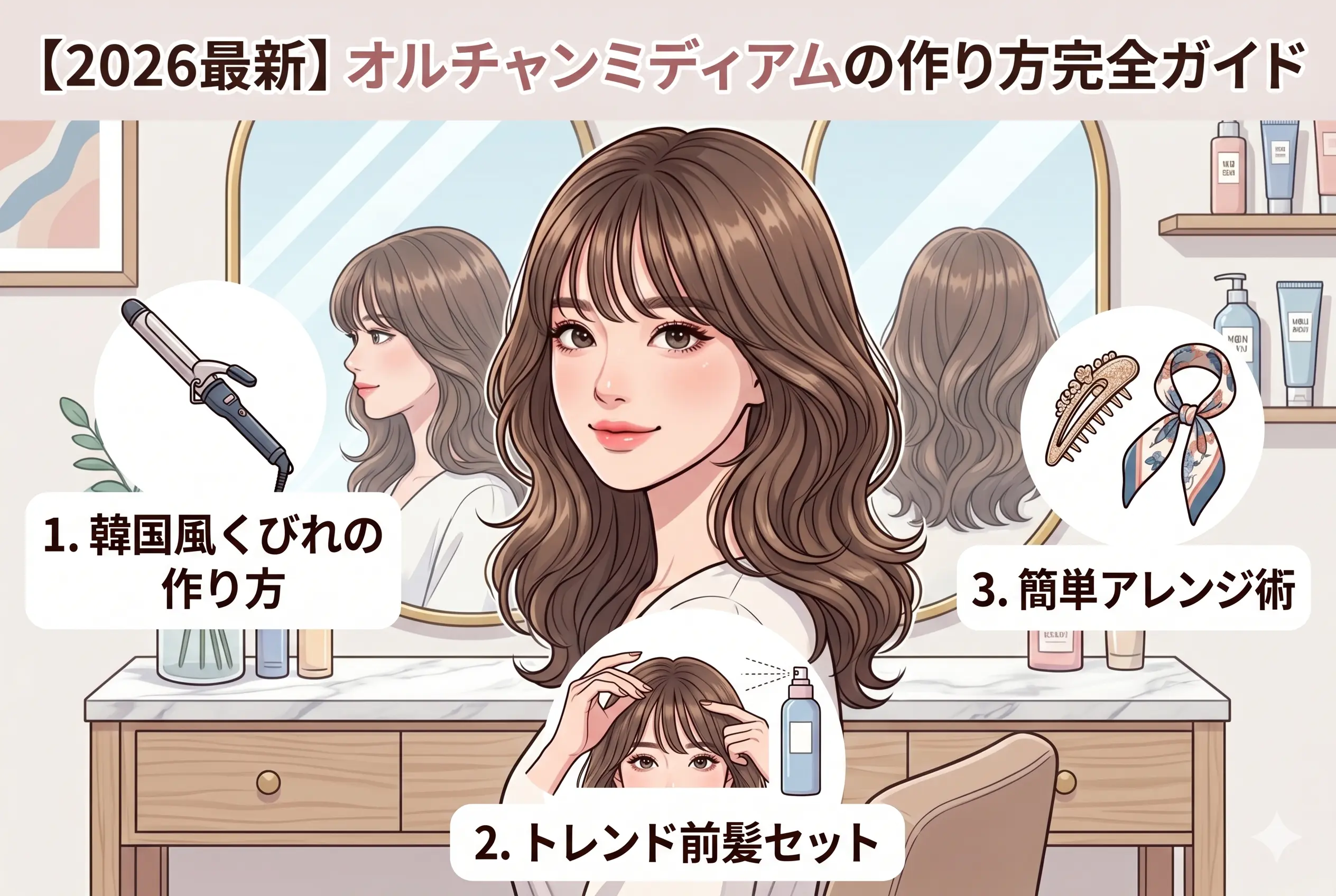 【2026最新】オルチャンミディアムの作り方完全ガイド｜韓国風くびれ・前髪セット・アレンジを徹底解説