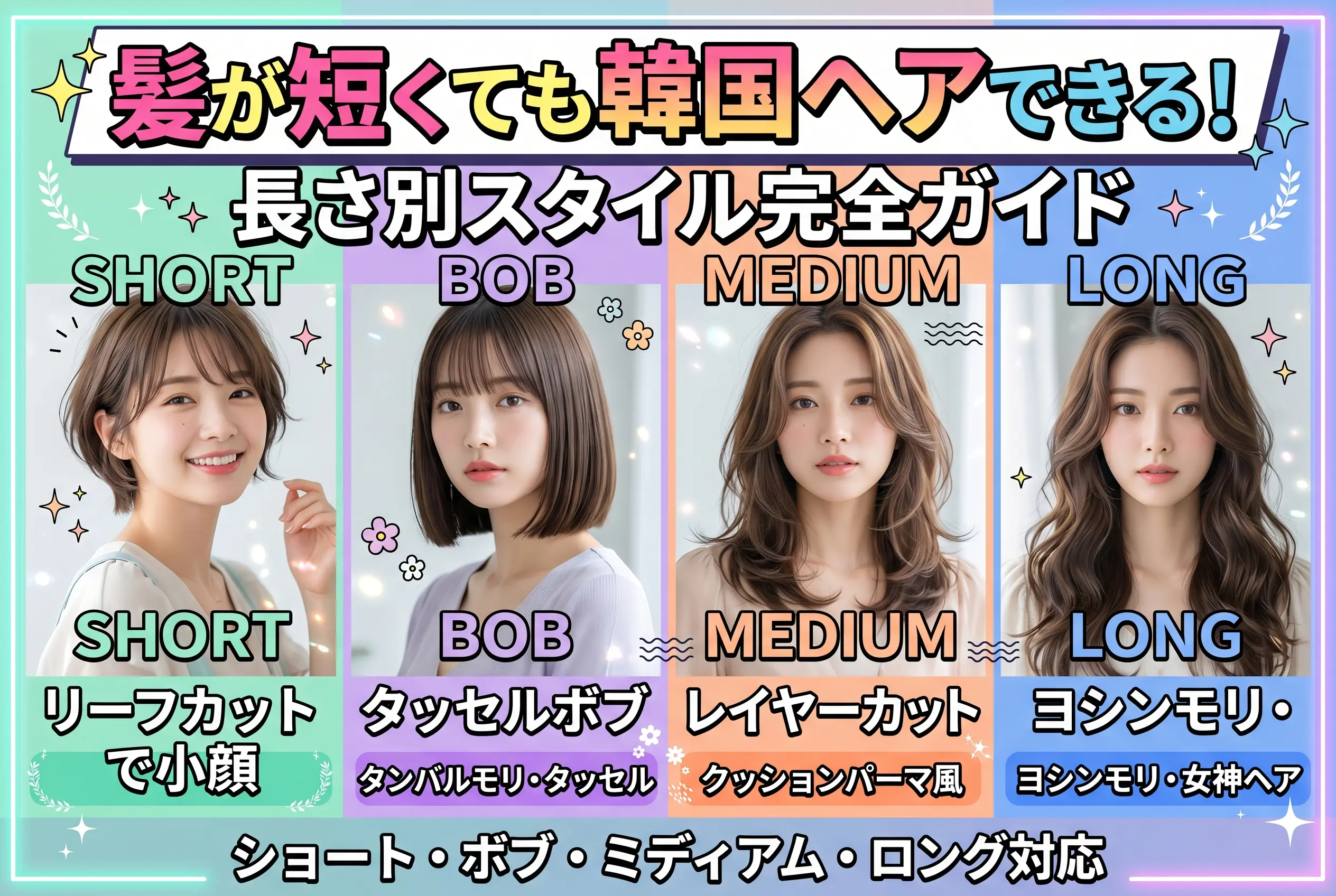 髪が短くても韓国ヘアはできる!長さ別スタイル完全ガイド|ショート・ボブ・ミディアム・ロング対応