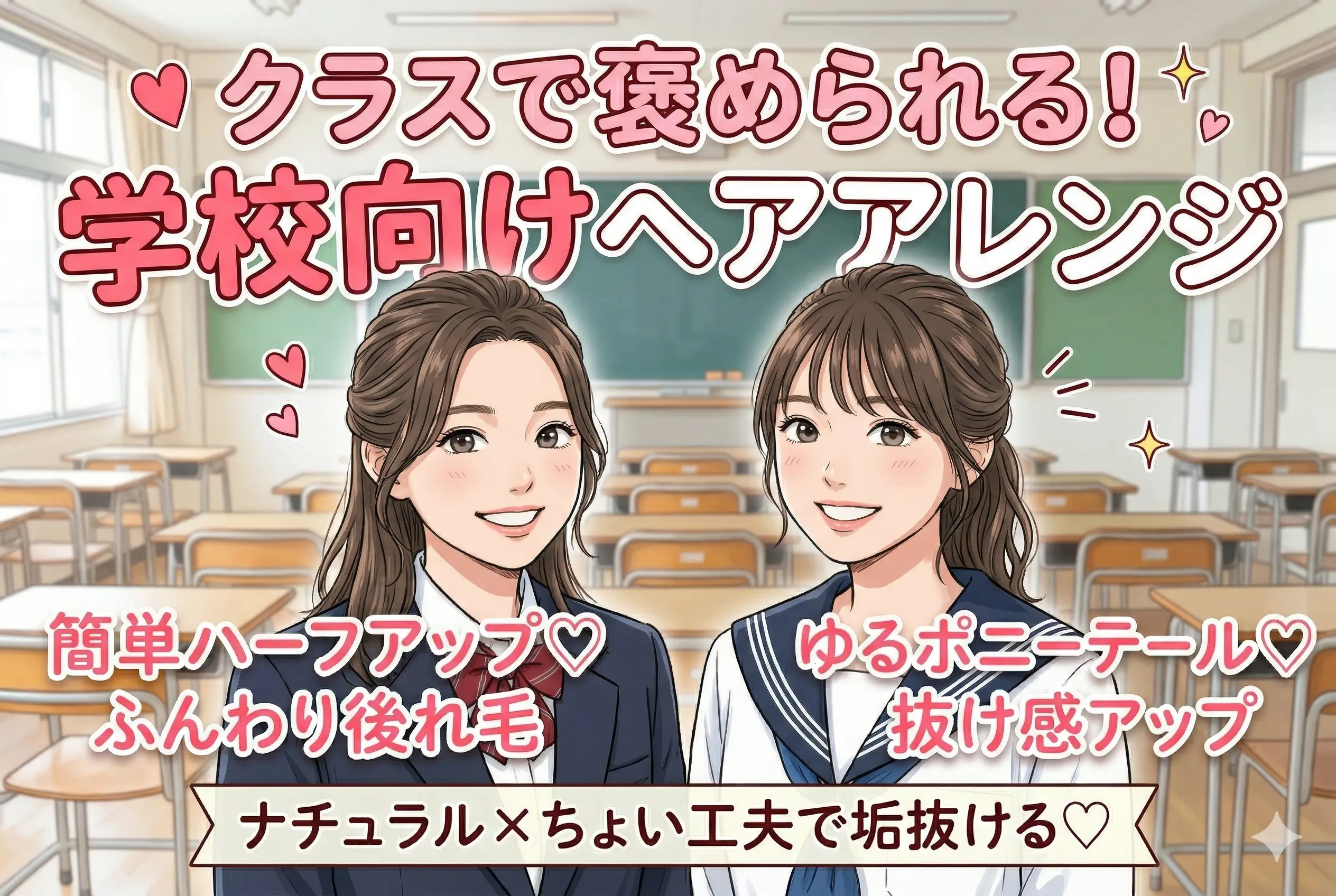 学校で浮かないのに可愛い！クラスで褒められるヘアアレンジおすすめ完全ガイド｜簡単なのに垢抜けるコツも紹介♡