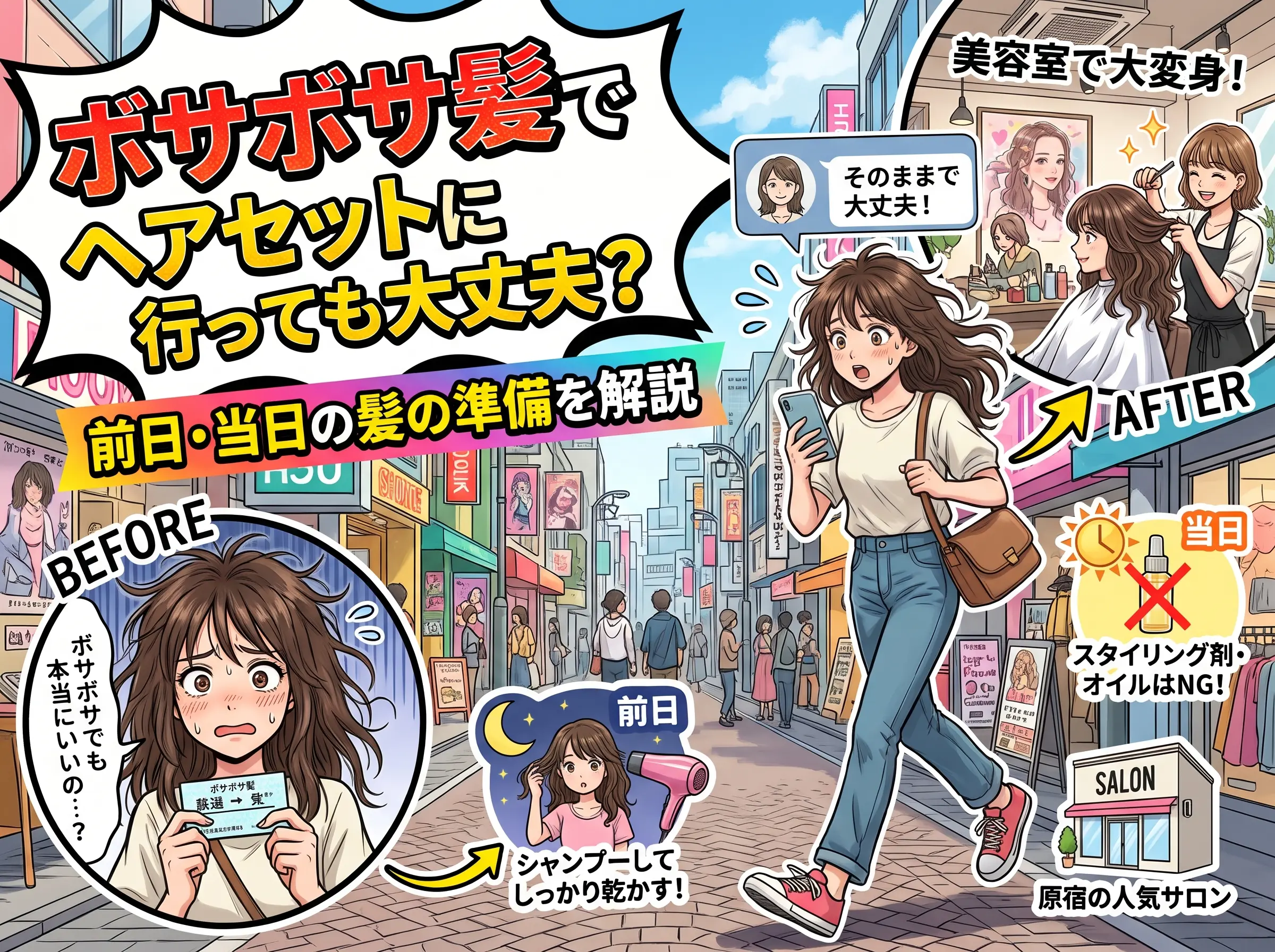 ボサボサ髪でヘアセットに行っても大丈夫？前日・当日の髪の準備を解説