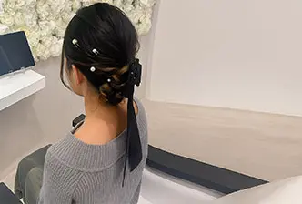 パールと黒リボンで叶える♡大人可愛いパーティーヘア【BELLE GROW 原宿】