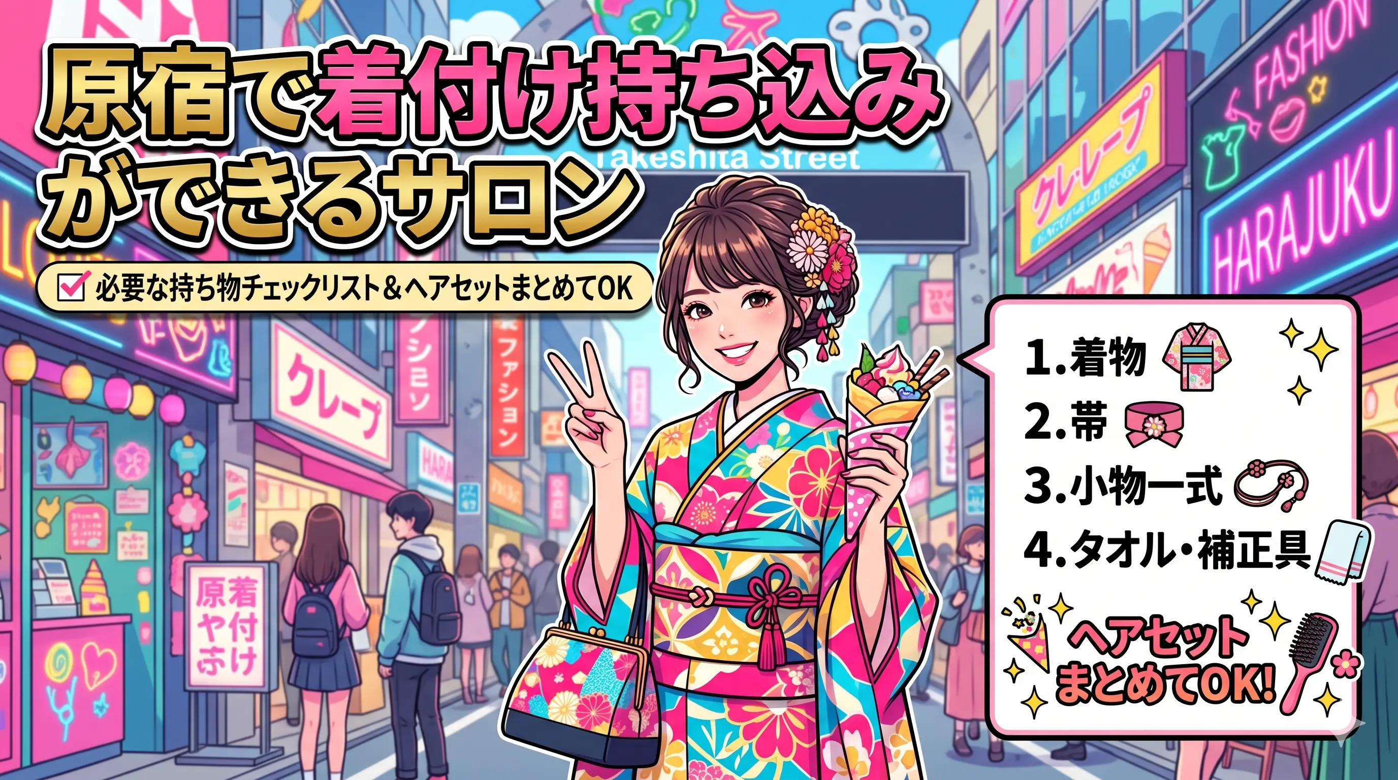 原宿で着付け持ち込みができるサロン｜必要な持ち物チェックリスト＆ヘアセットまとめてOK