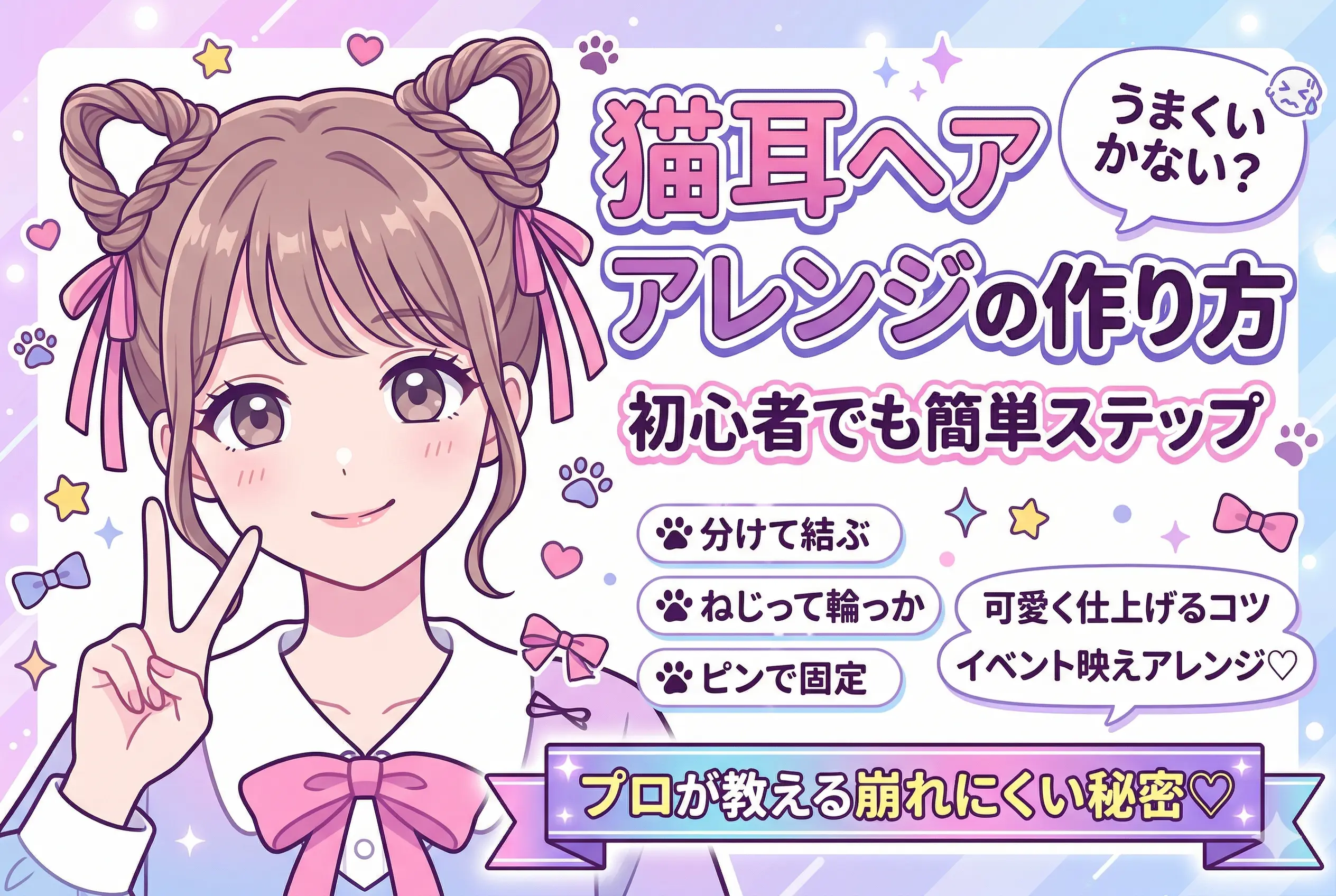 猫耳ヘアアレンジのやり方完全ガイド｜簡単に“あざと可愛い”を叶えるコツ♡