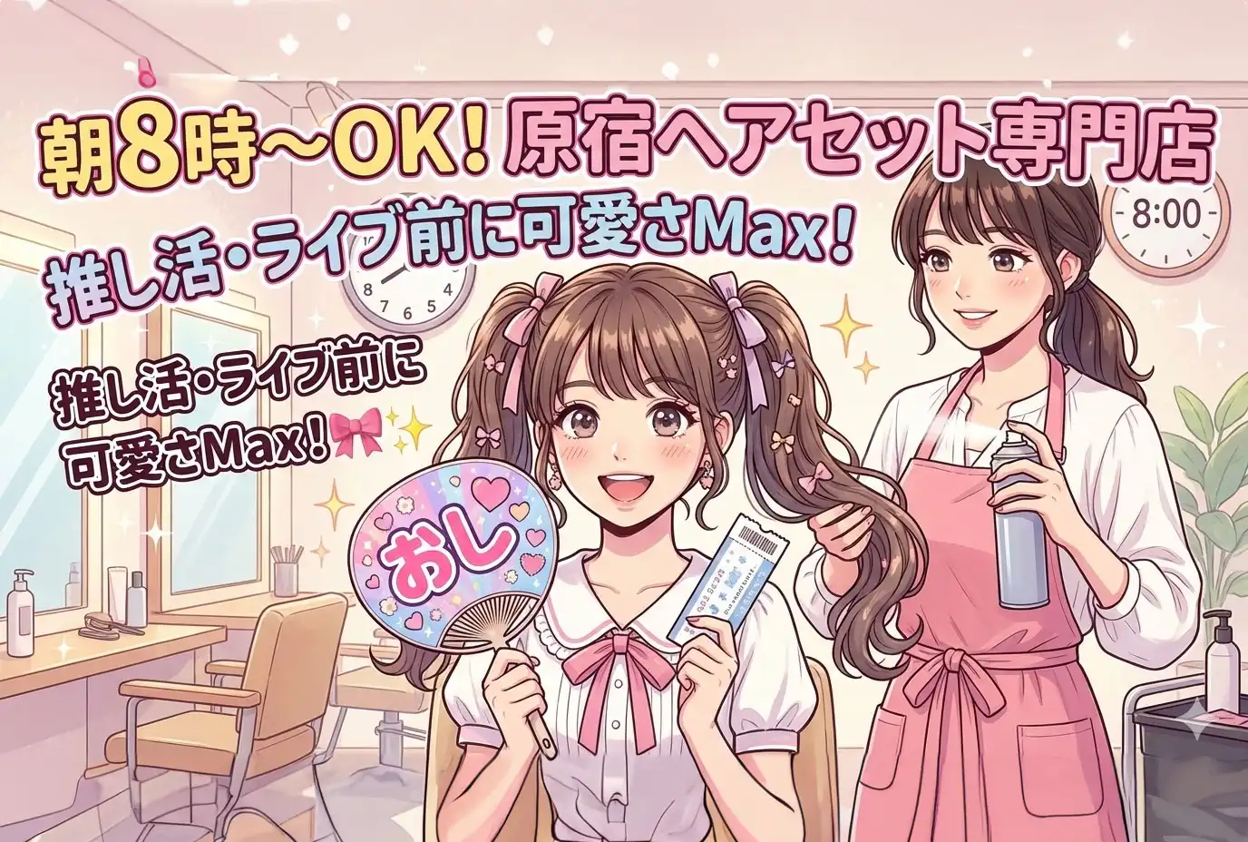 8時から可愛いは始まってる！原宿の安いヘアセット早朝OKの専門店