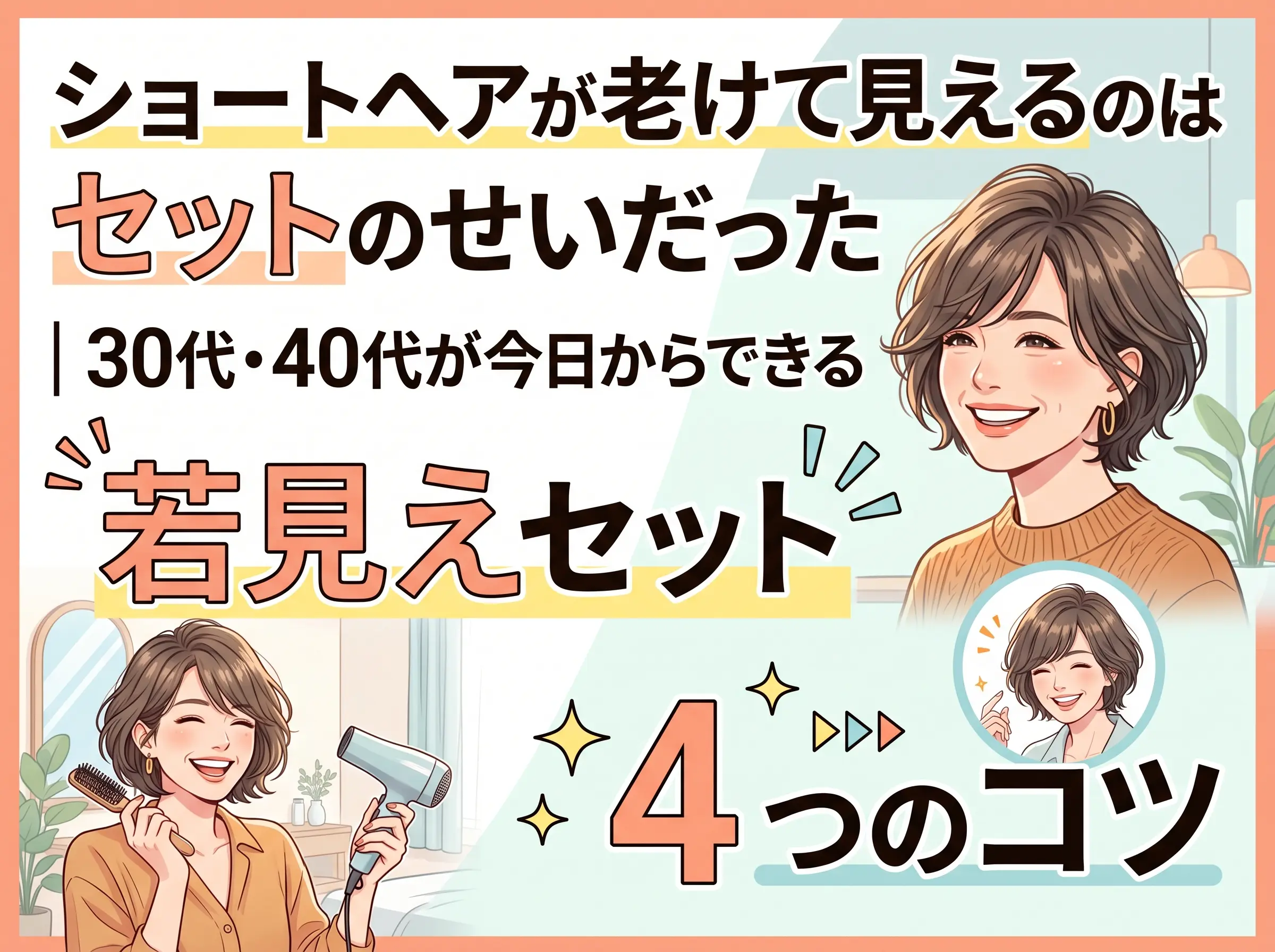 ショートヘアが老けて見えるのはセットのせいだった｜30代・40代が今日からできる若見えセット4つのコツ