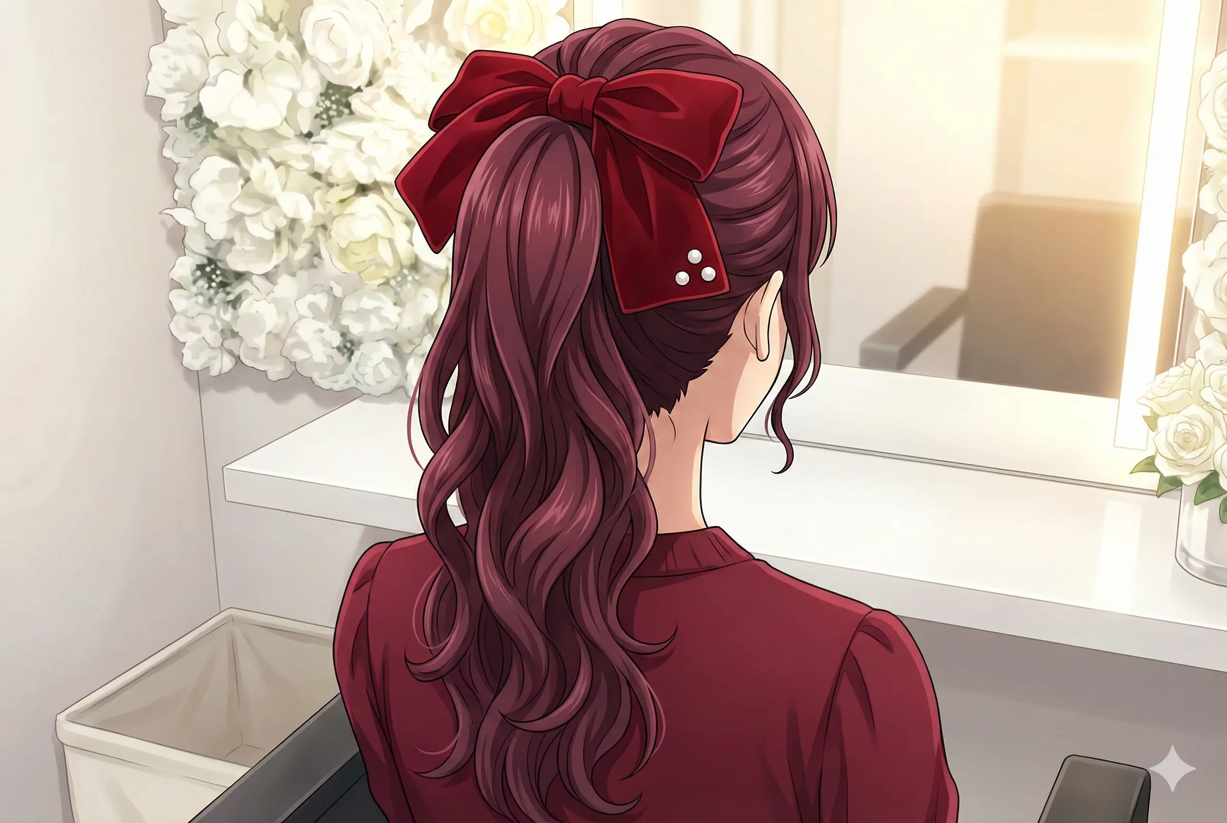 大きめリボンが映える高めポニーテールで主役級アレンジ♡