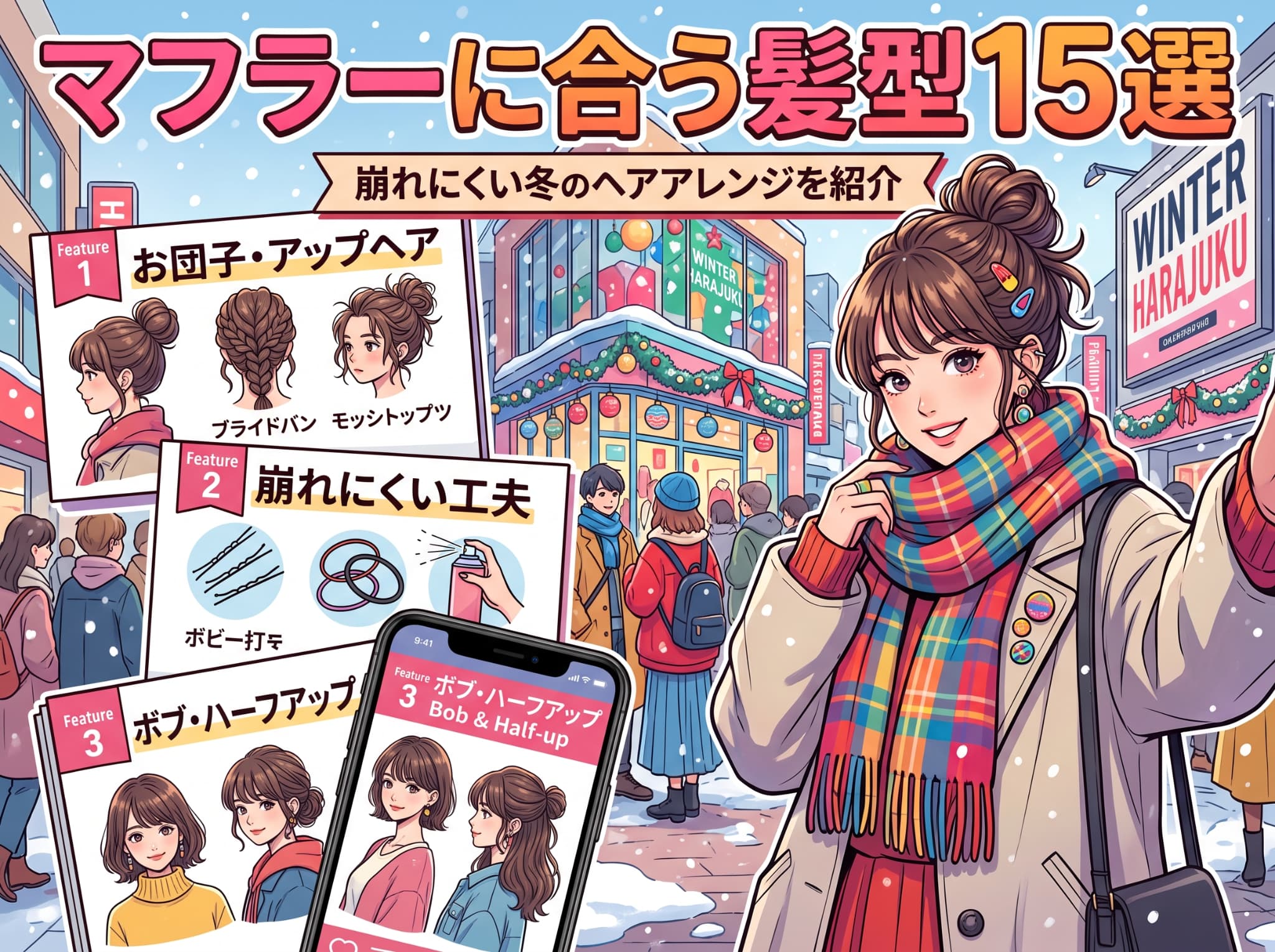 マフラーに合う髪型15選｜崩れにくい冬のヘアアレンジを紹介